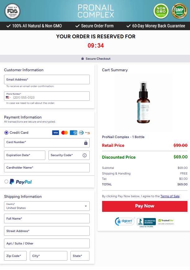 Pronail Complex - secure Order Page